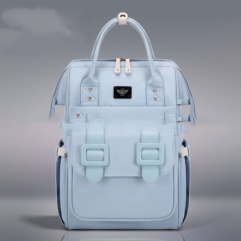 Multifunctional High-capacity Diaper Backpack With Shoulder And Hand-carry Options Water Lake Blue
