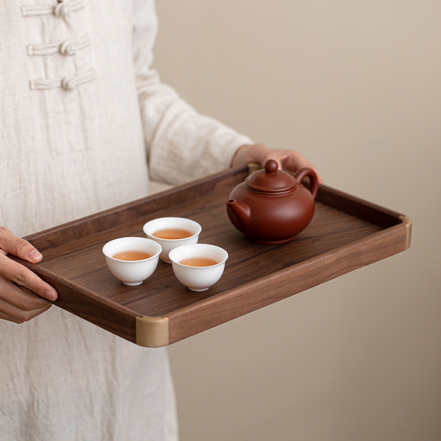 Wooden Storage Tray with Handles, picture 2 of 8
