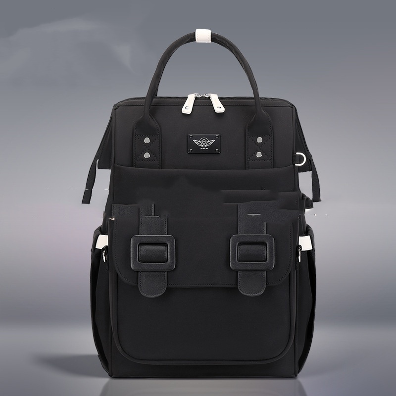 Multifunctional High-capacity Diaper Backpack With Shoulder And Hand-carry Options Black