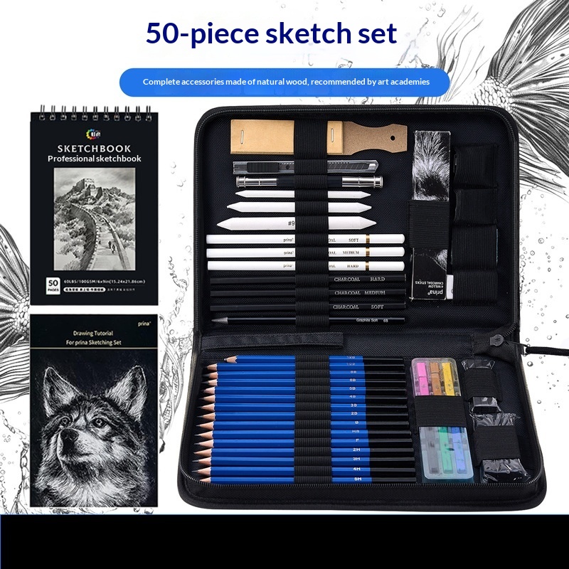 50-Piece Pencil Art Stationery Storage Bag
