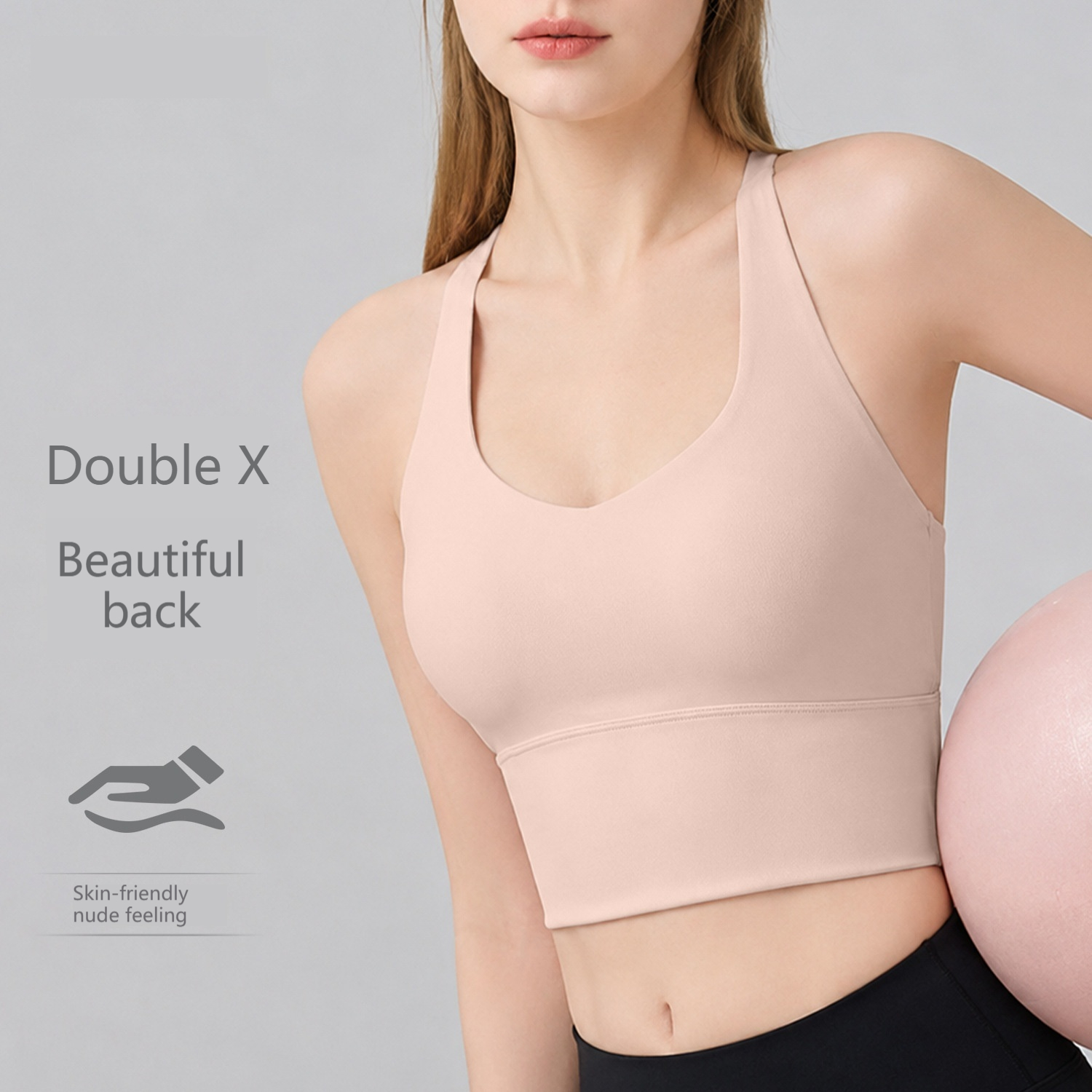 Sports-style Back-enhancing Bra Strapless Tank Top With Built-in Padding