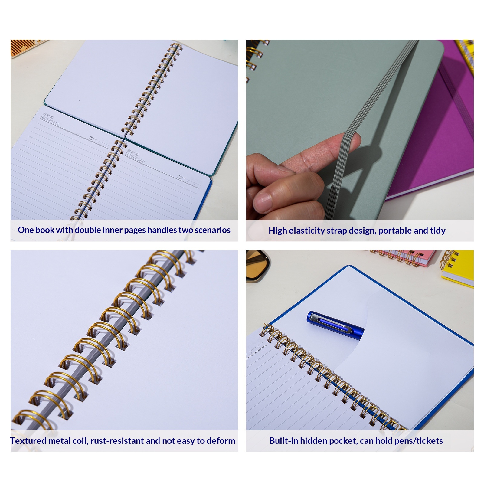 Wire-bound Spiral Notebook With A Strap 3