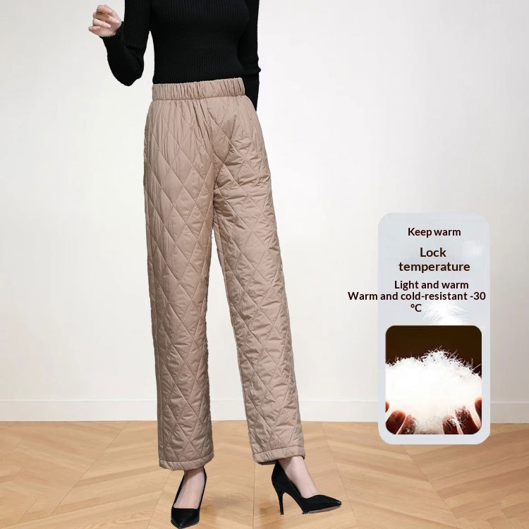 Down-filled Cotton Pants Warm Wide-leg For Autumn And Winter