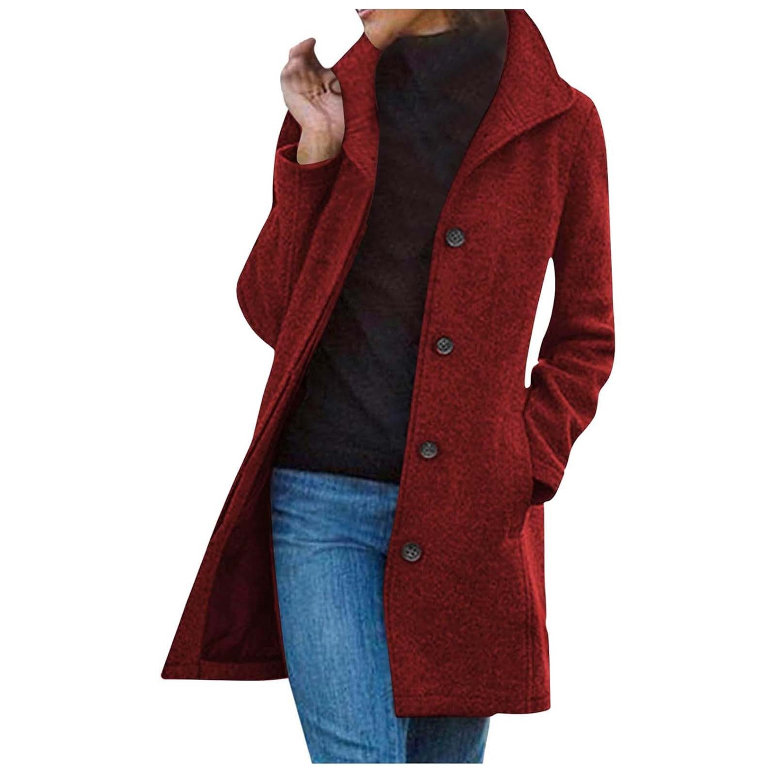 Winter Single-breasted Lapel Coat Fashion Commuter Slim Mid-length Jacket Women's Clothing — image 3 of 10