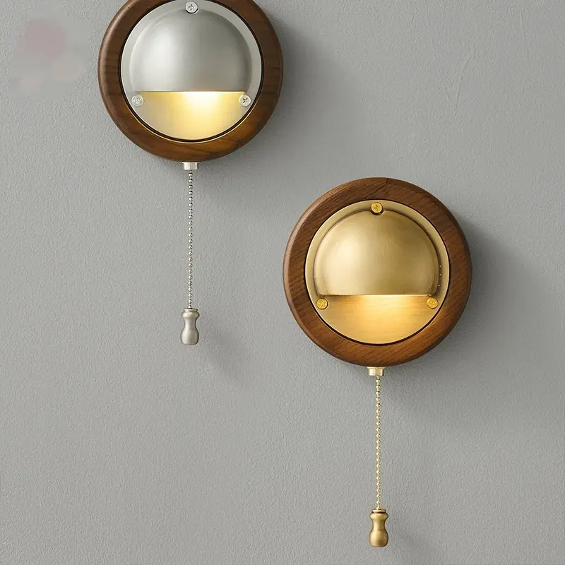 All-copper Vintage Wall Sconce With Pull-chain Entryway Corridor Light