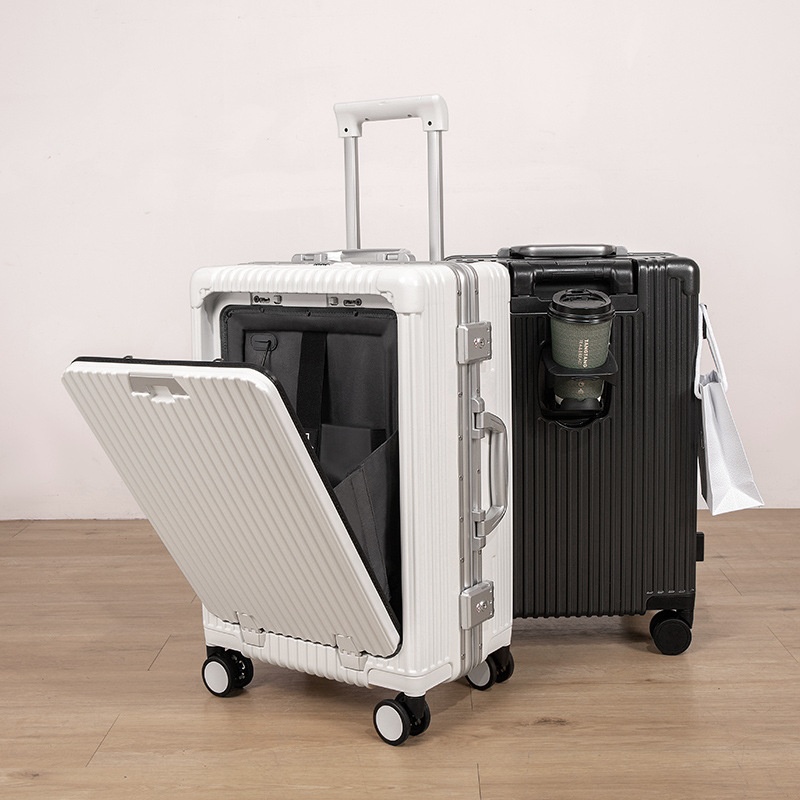 Aluminum-frame Coded Rolling Suitcase 20-inch With Omnidirectional Wheels And Charging Capability