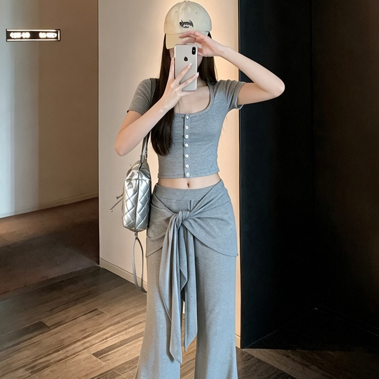 Straight-leg Flared Casual Pants Relaxed Drapey Wide-leg Trousers