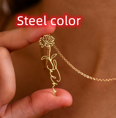 December Birthday Flower Necklace Name Chain