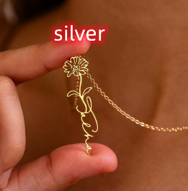 December Birthday Flower Necklace Name Chain