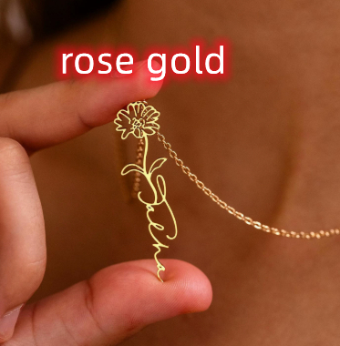 December Birthday Flower Necklace Name Chain