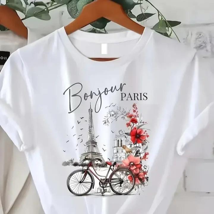 Text-printed Short-sleeved Printed T-shirt