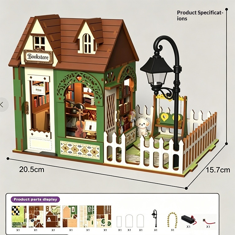Bookstore Cottage Model Puzzle Toy 2