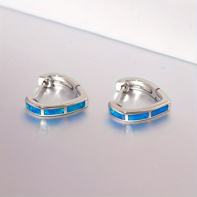 Trendy Womens Opal Triangular Opal Earrings