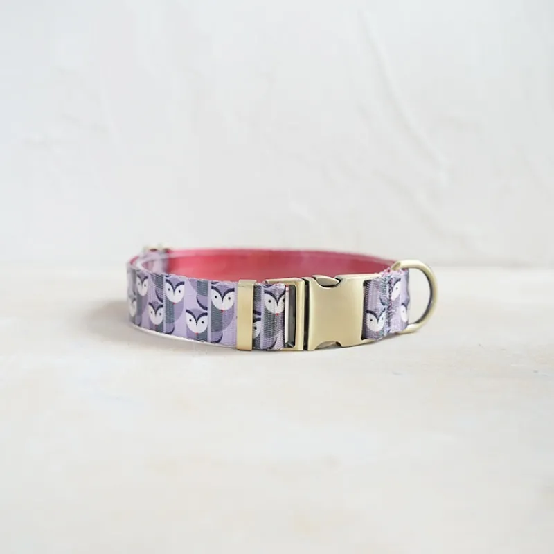 Printed Owl-patterned Faux-nylon Pet Collar