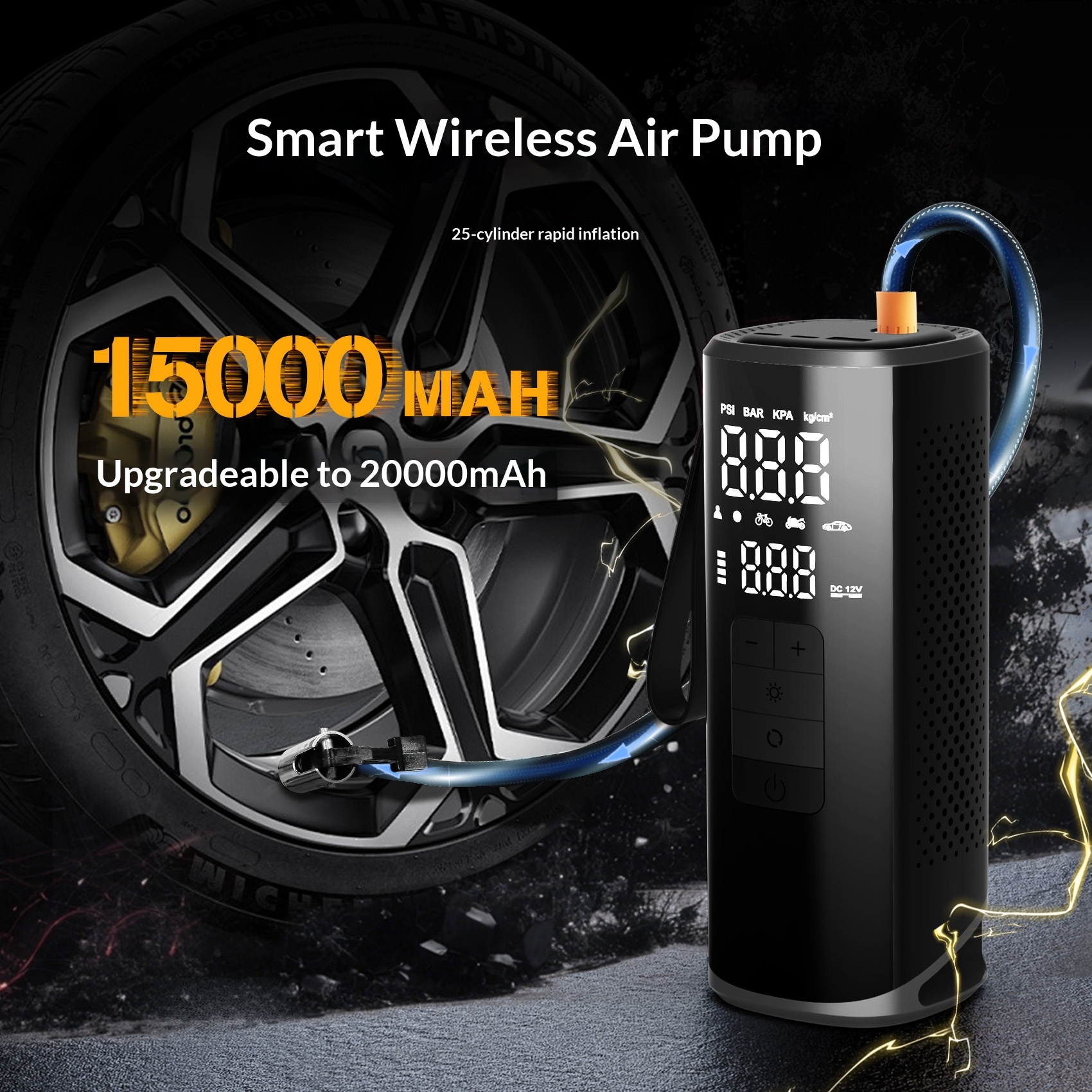 25-cylinder Portable Wireless Multi-function Digital Display Air Pump For Cars product image