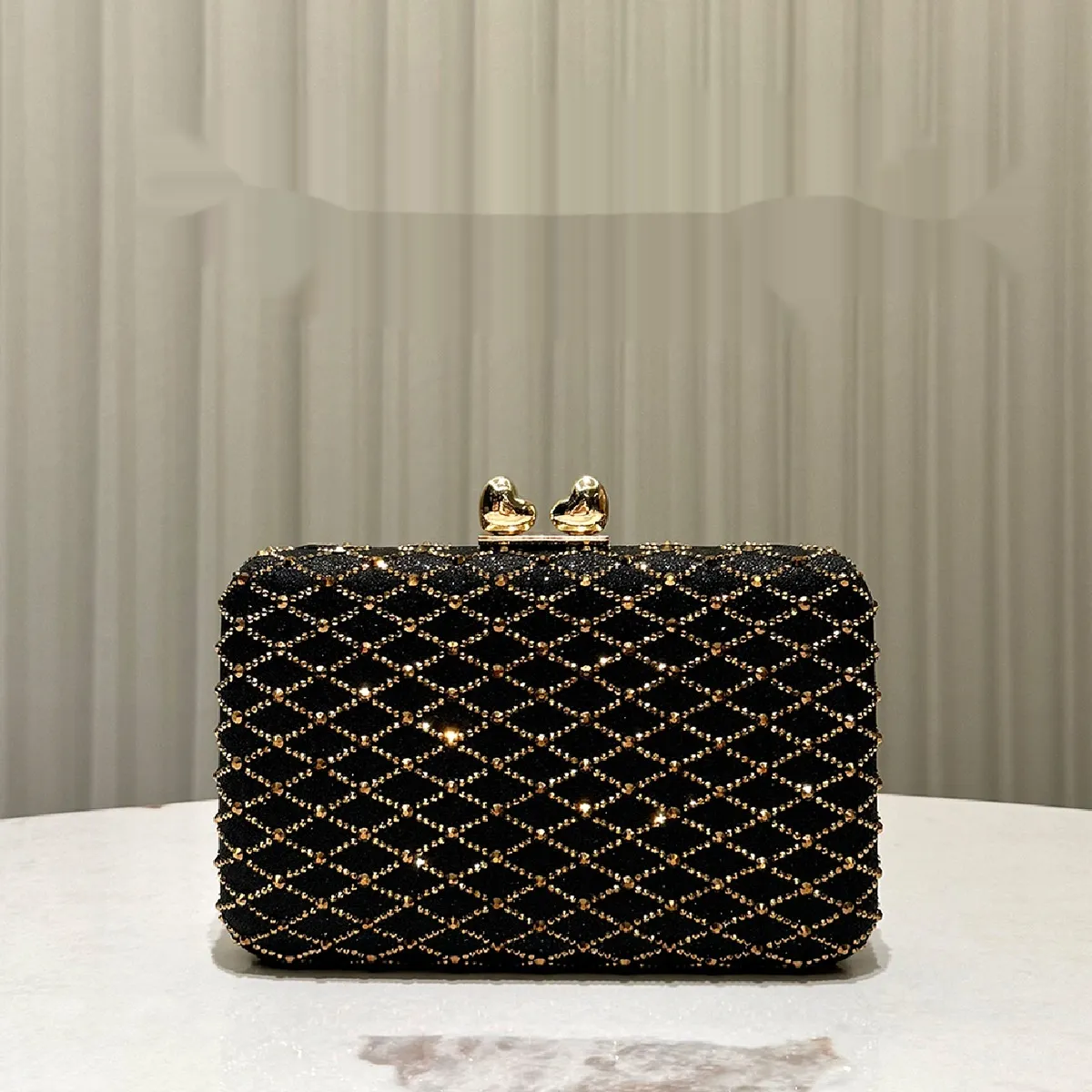 Womens Luxury Rhinestone-Embellished Evening Bag