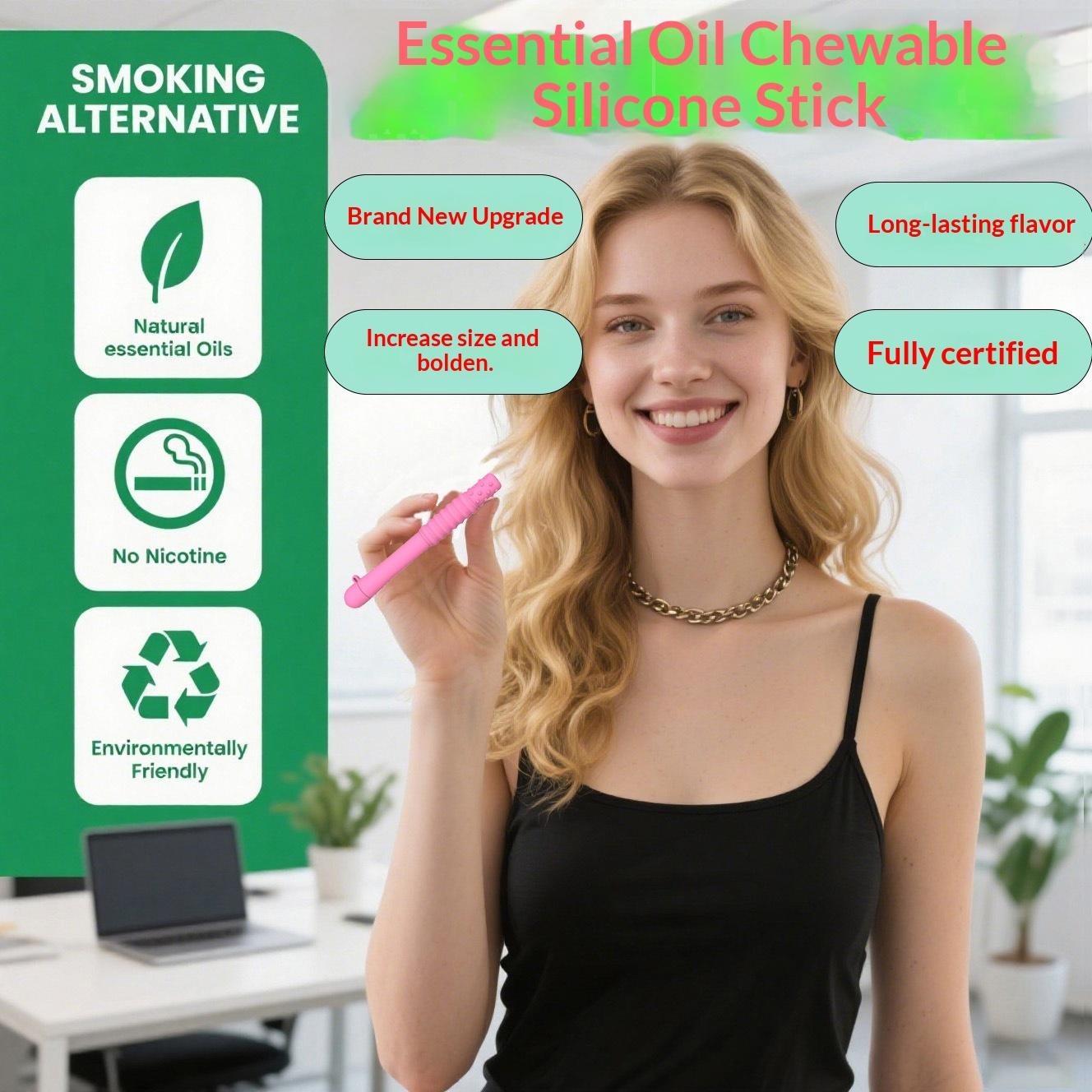 Breath Freshener With Essential Oils, Breathable Chew Stick Made Of Silicone