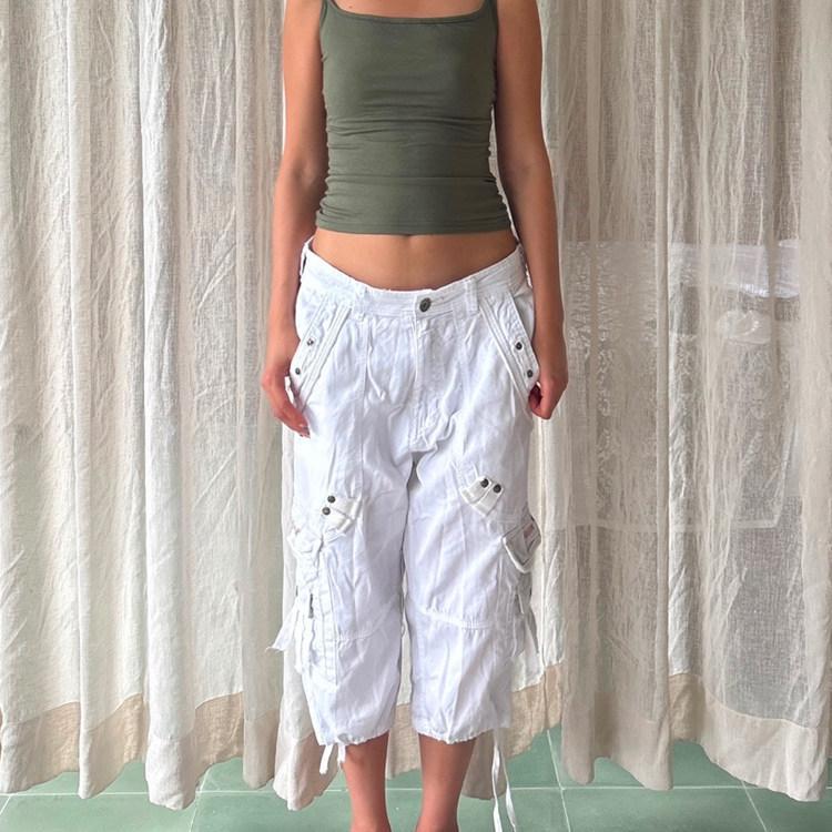 Washed cotton straight-leg trousers