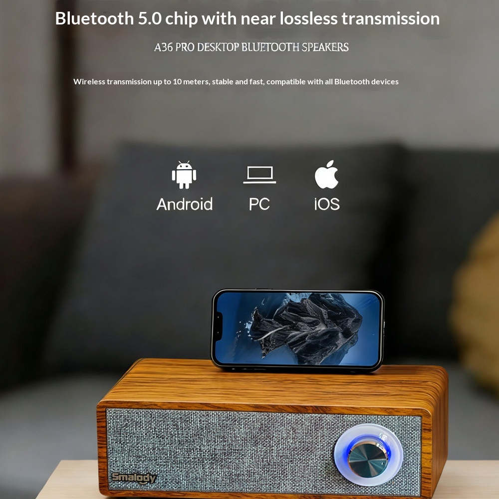Retro Wooden Dual-Tweeter Wireless Bluetooth Speaker 4