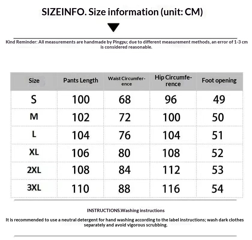 Retro Embroidered Loose-Fit Jeans - Size Chart