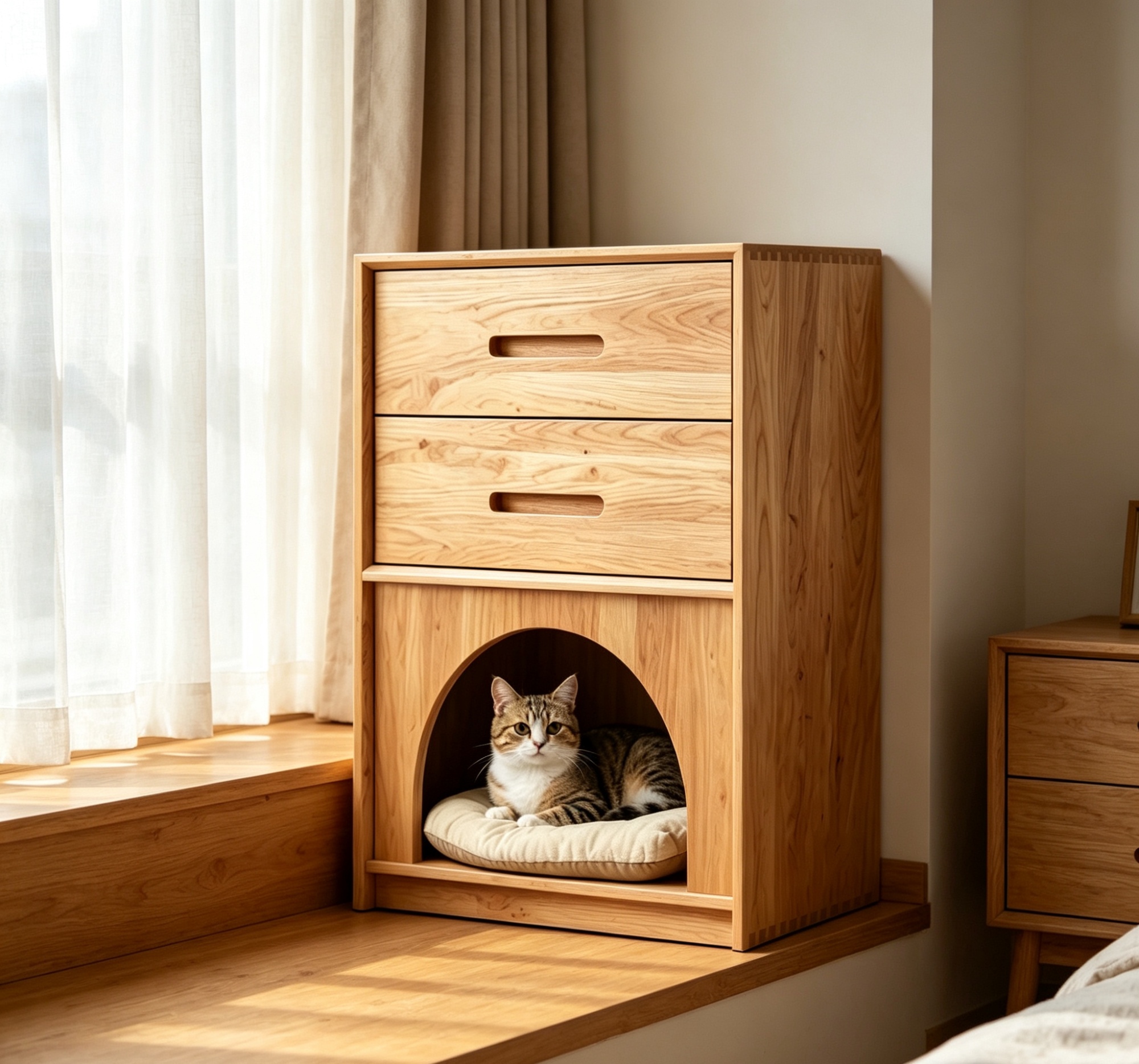 Integrated Cat Bed With Bedside Table