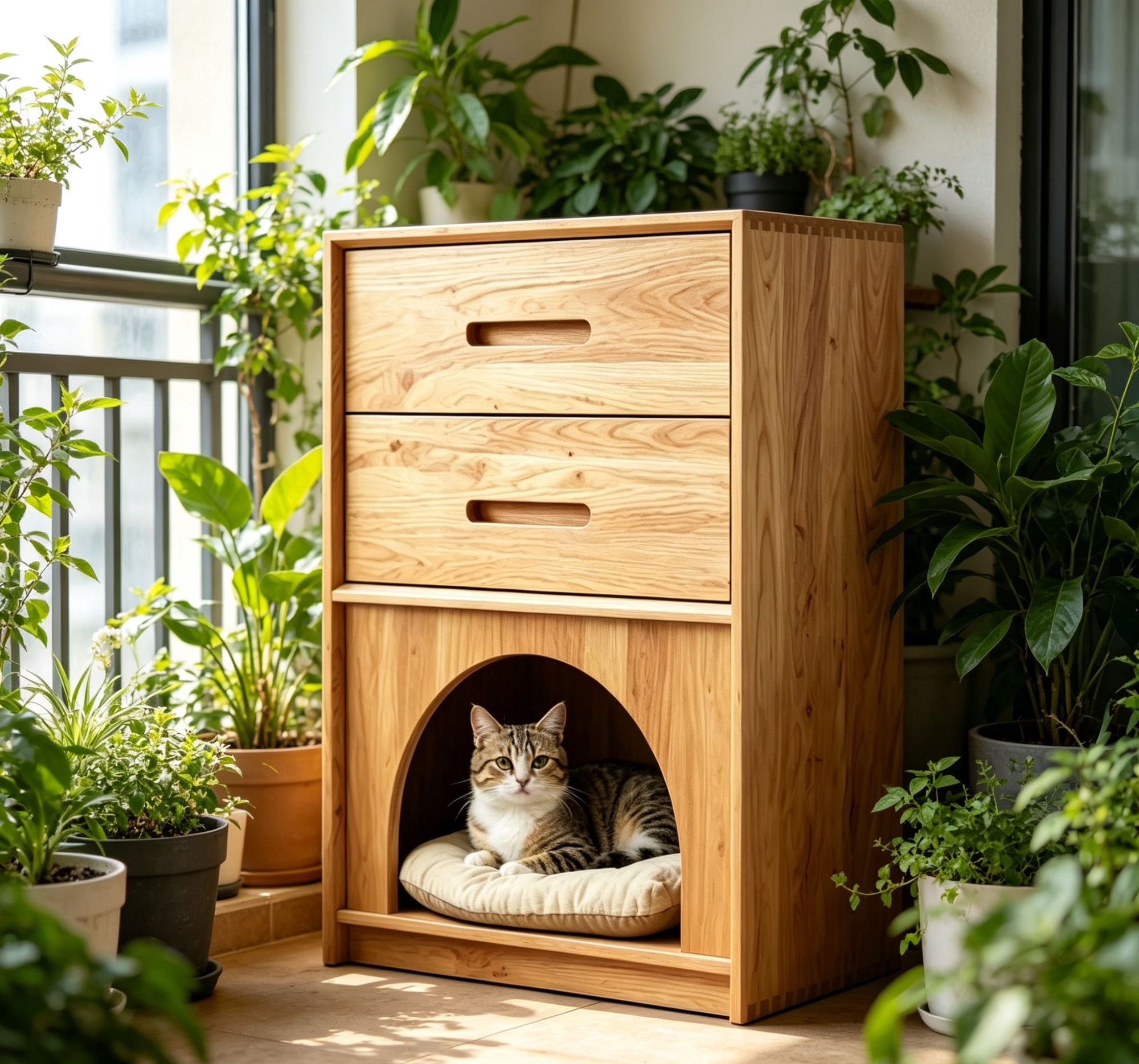 Integrated Cat Bed With Bedside Table