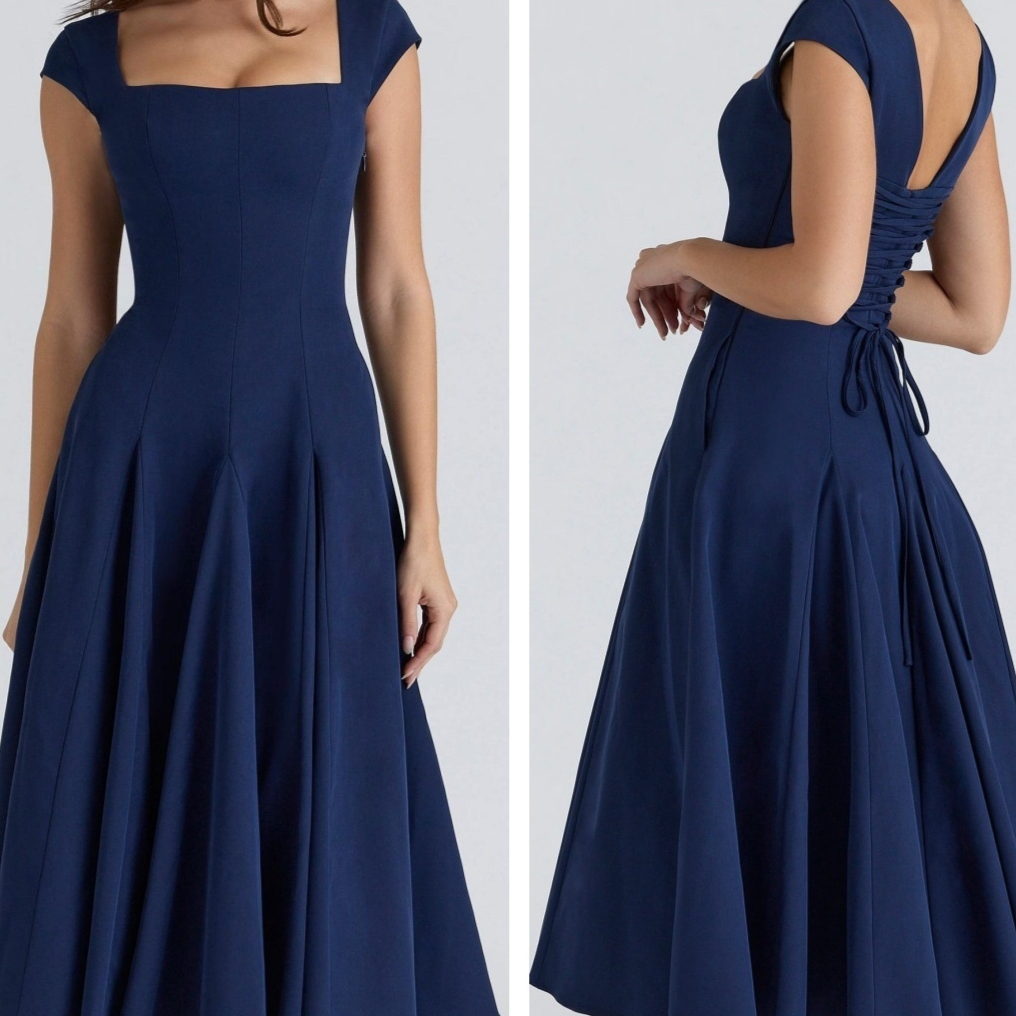 Back-strap Waist-cinching Elegant A-line Dress product image