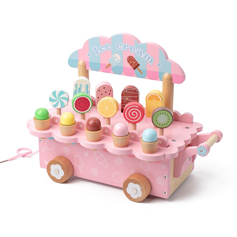 Carrito de Helados de Madera detalle