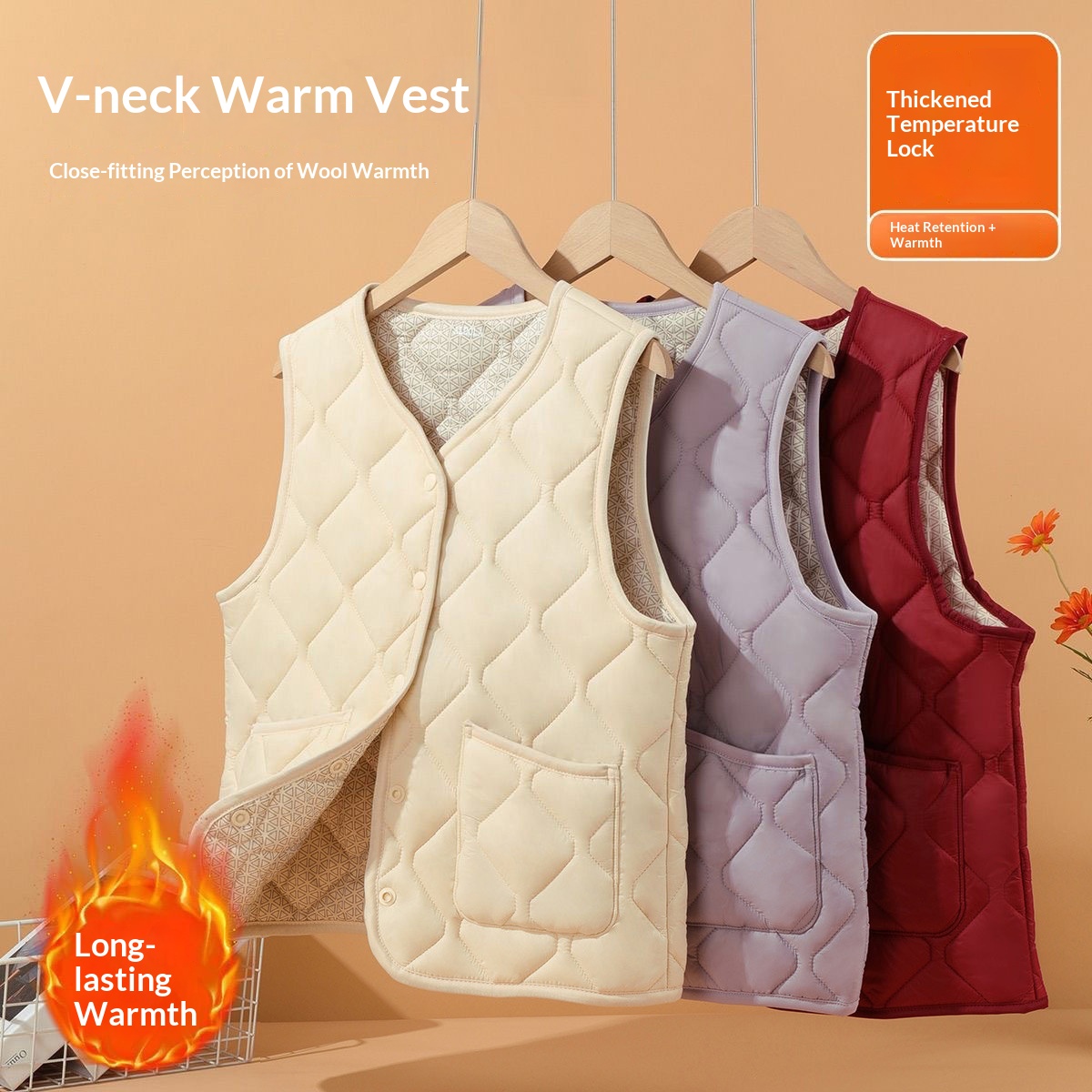 Womens V-neck Thermal Vest Casual Waistcoat product image