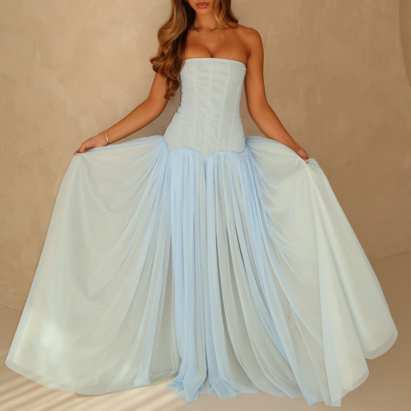 Off-the-shoulder Mesh Strapless Dress For Women product image