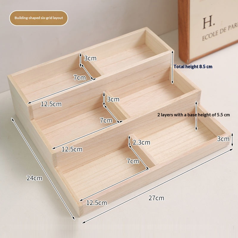 Solid Wood Multilayer Display Rack Step Style Dressing Table 4