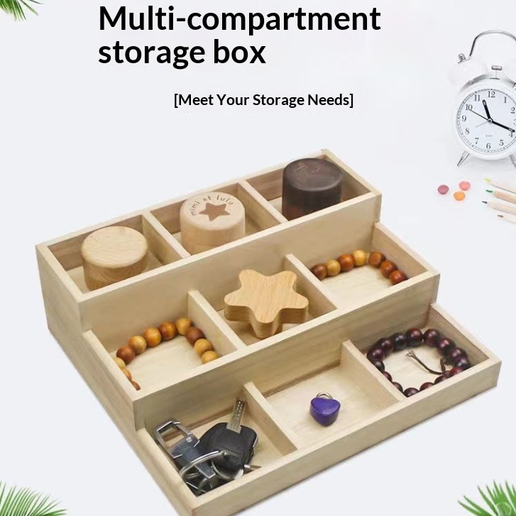 Solid Wood Multilayer Display Rack Step Style Dressing Table