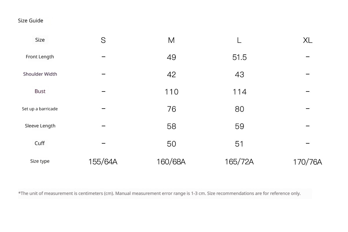Size chart