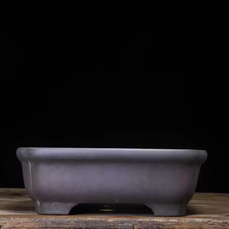 Simple Rectangular Corner-cut Breathable Purple Clay Bonsai Pot