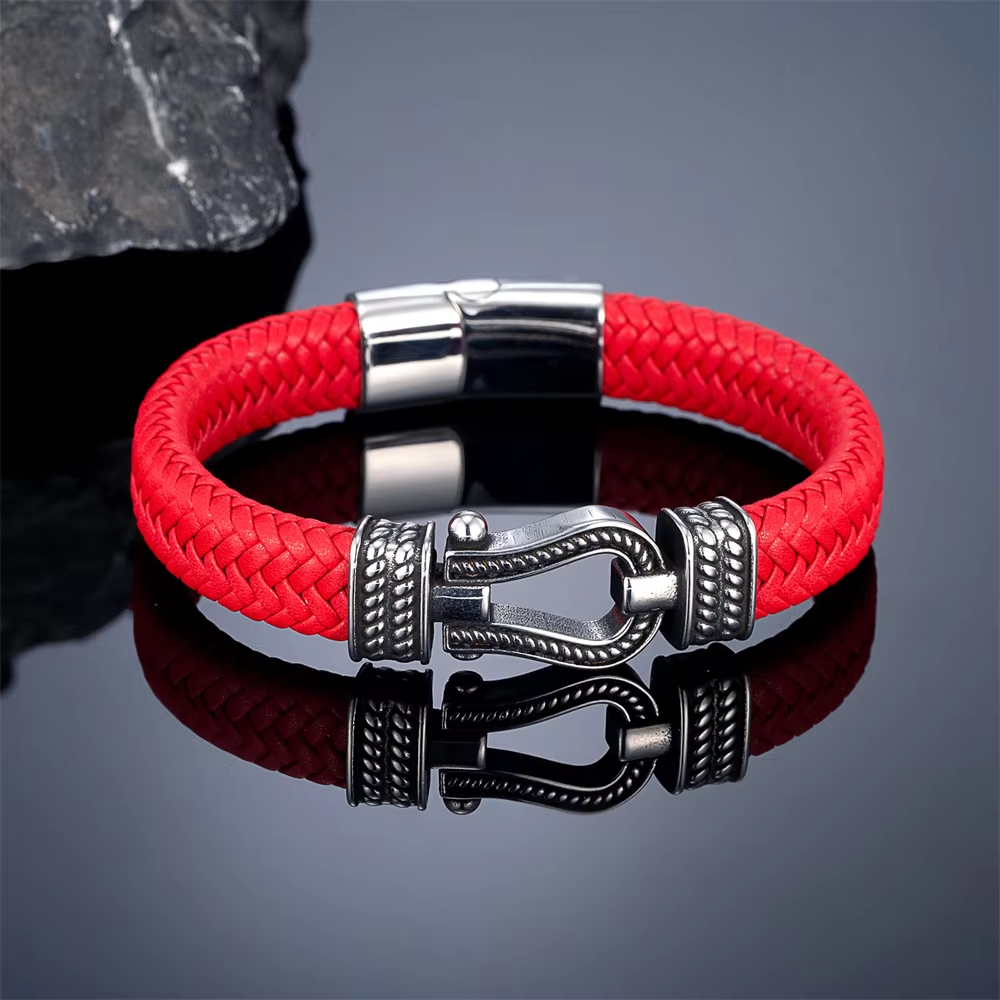 Retro Woven Leather Bracelet Personalized Metal