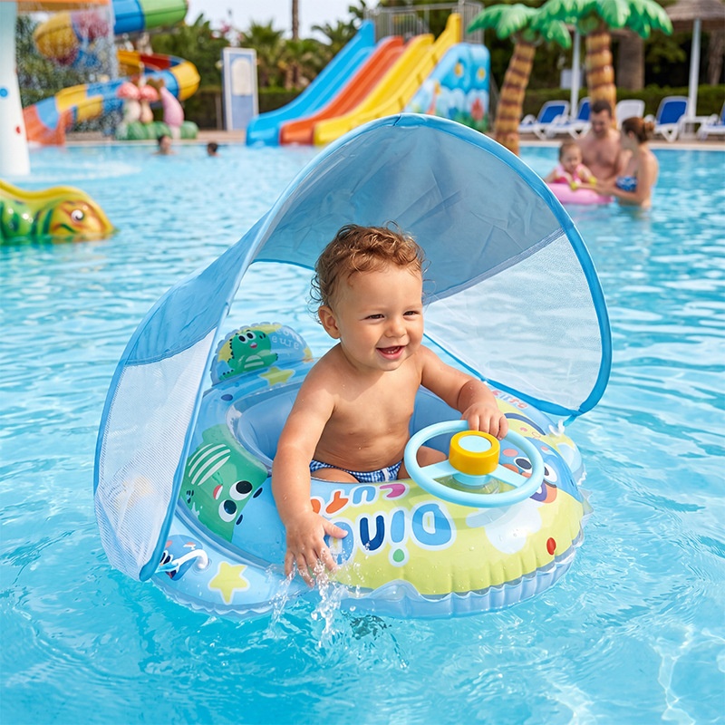 Inflatable Detachable Sunshade Swimming Ring