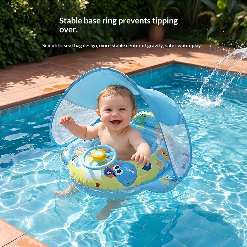 Inflatable Detachable Sunshade Swimming Ring 3