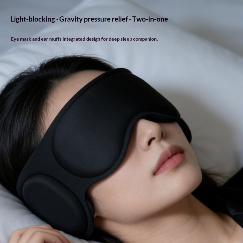 Gravity-Weighted Sleep Eye Mask And Earplugs All-in-One Memory Foam Full-Coverage Eye Mask product image