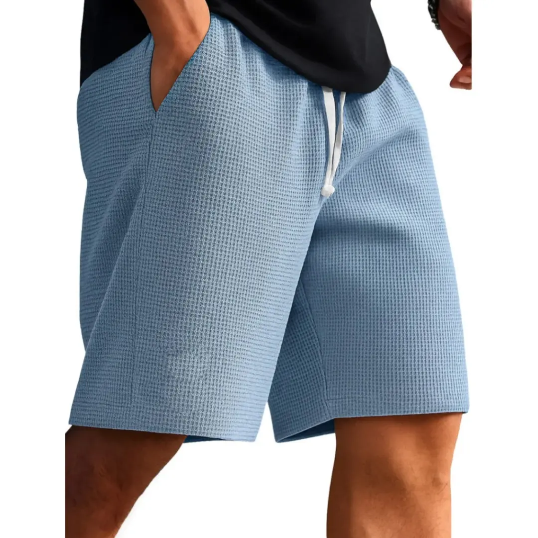 Mens Casual Loose-fit Drawstring Five-point Shorts