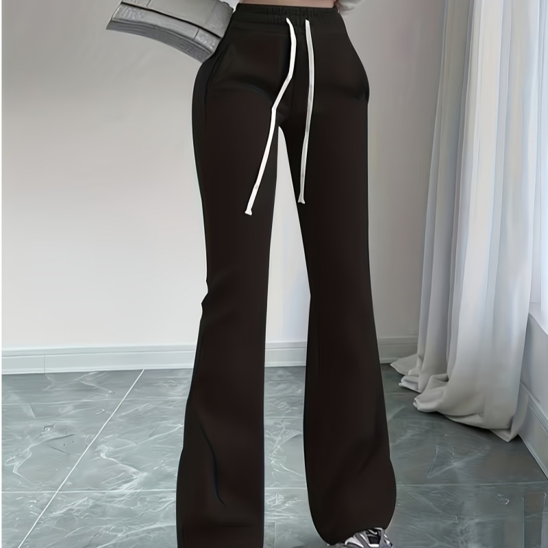 Stylish Solid-color Slimming Drawstring Bootcut Sweatpants product image