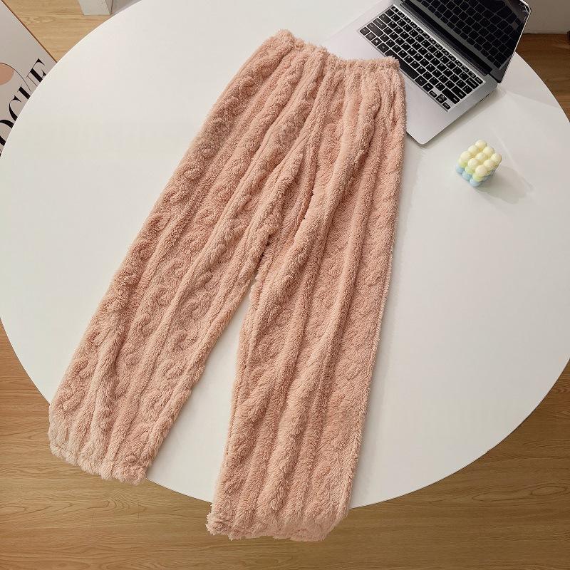 Coral Fleece Lazy Sleep Pants For Women Autumn And Winter Long Pants Loungewear Pants