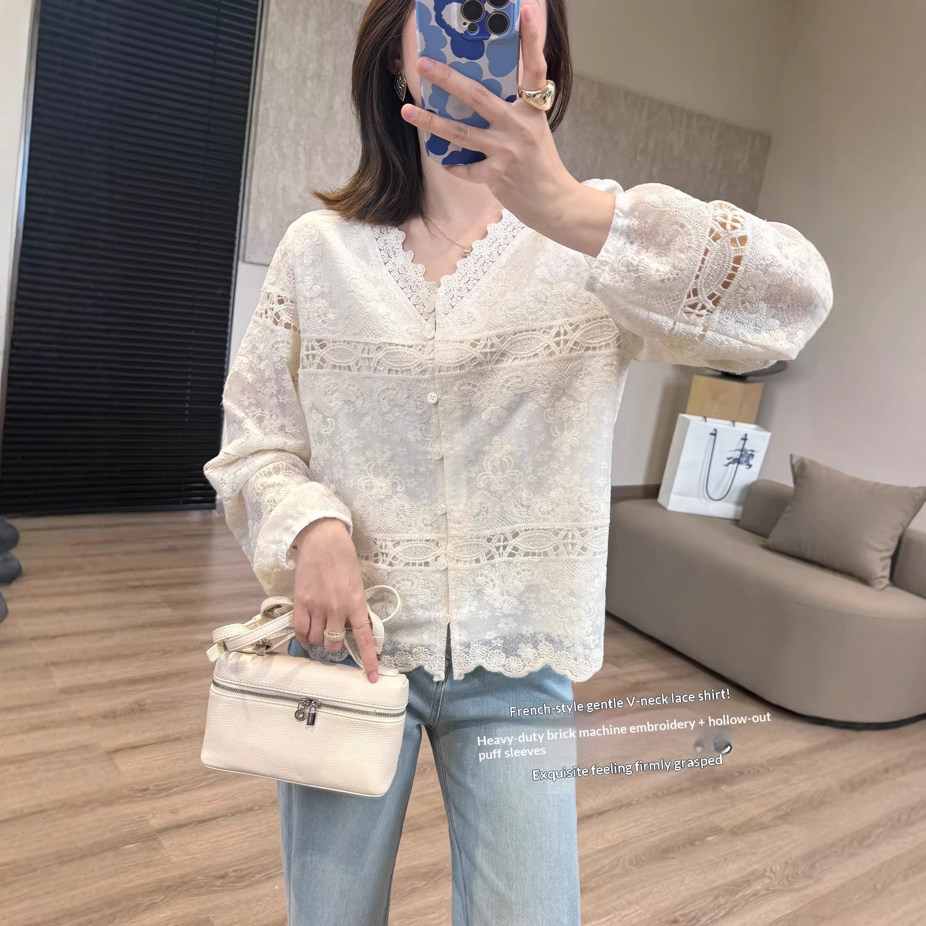 Romantic Light Spring Soft-light Beige Shirt Long-sleeved Base Layer Top product image