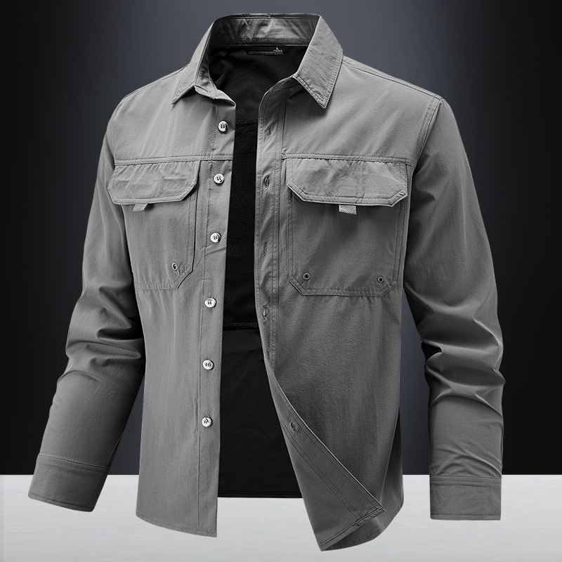 Mens Stretch Quick-Drying Long-Sleeve Shirt