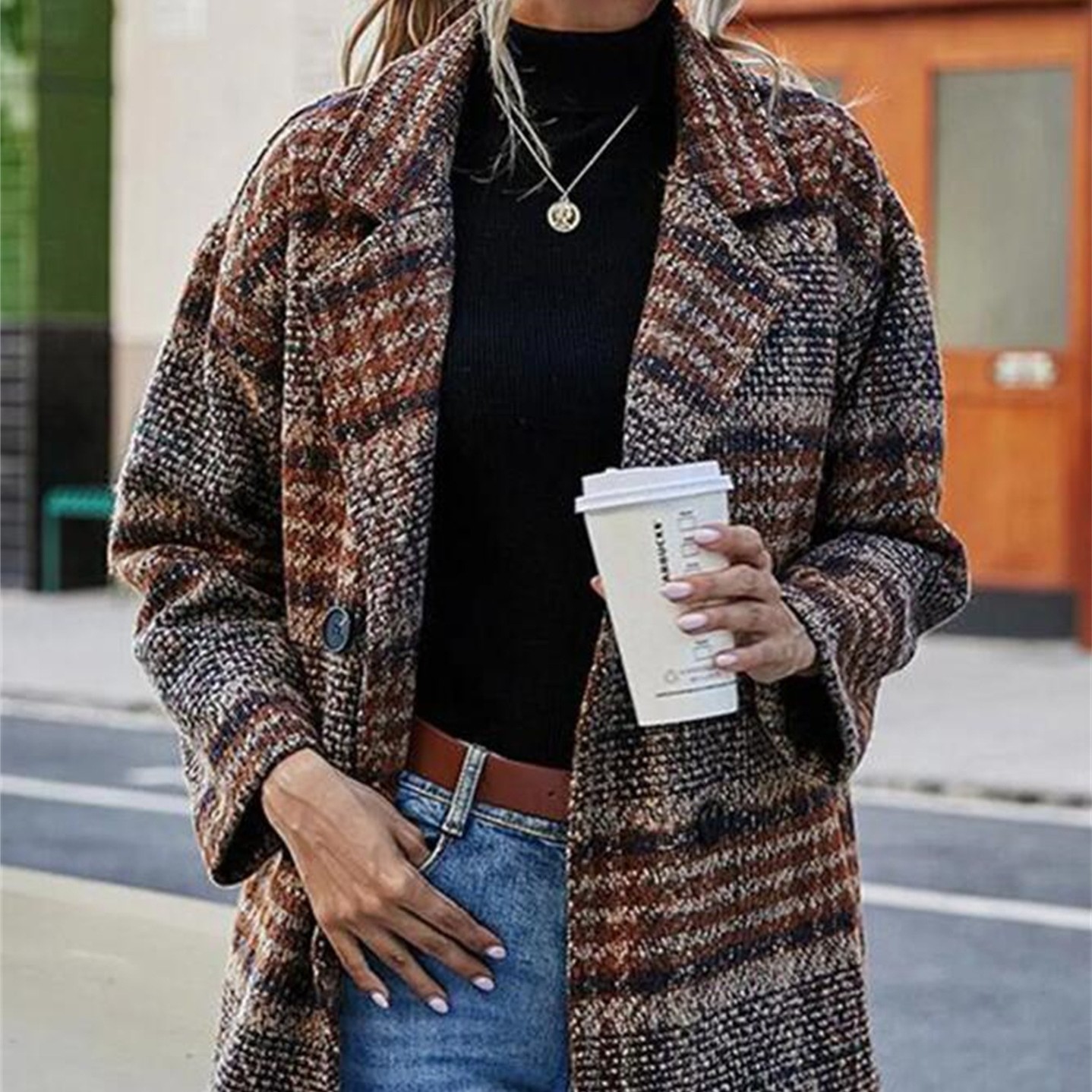 European And American Retro Wool Long-Sleeved Coat product image