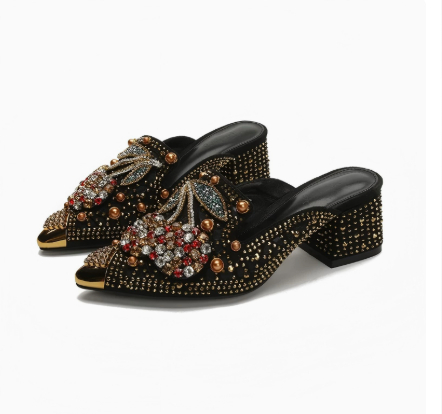 Rhinestone Pointed-Toe Half Slippers, picture 6 of 6