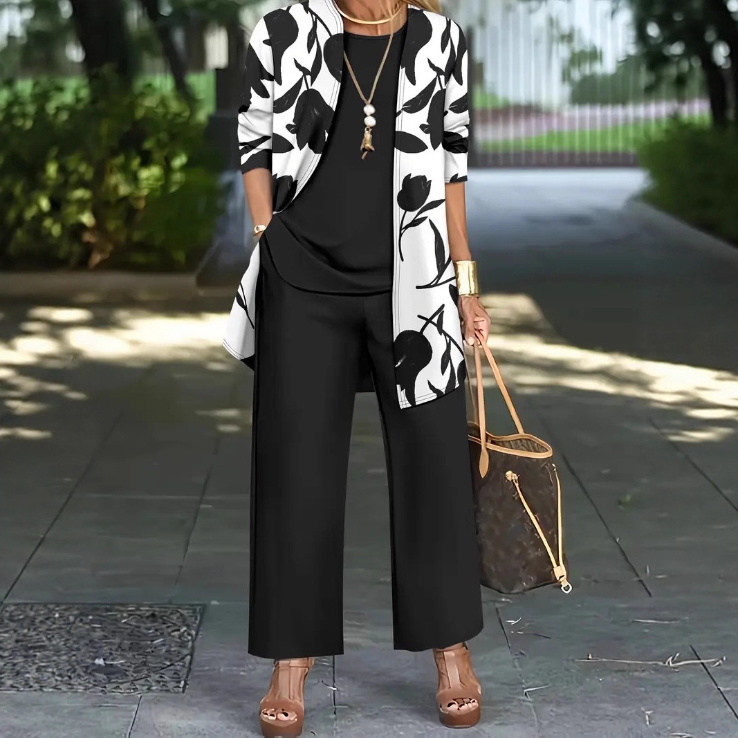 Casual 3D Printed 3-Piece Set Top Vest And Pants product image