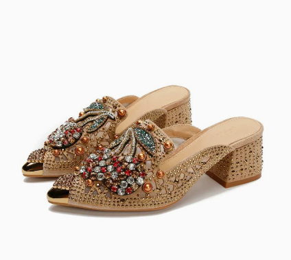 Rhinestone Pointed-Toe Half Slippers, picture 2 of 6