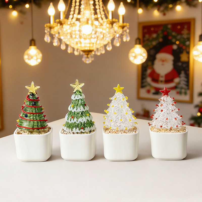 Glass Christmas Tree Desktop Decoration | Grolano