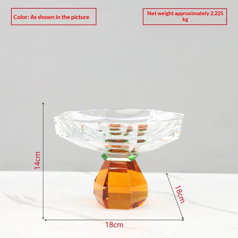 Modern Light-Luxury Multi-Colored Faceted Crystal Fruit Bowl Centerpiece, picture 3 of 4