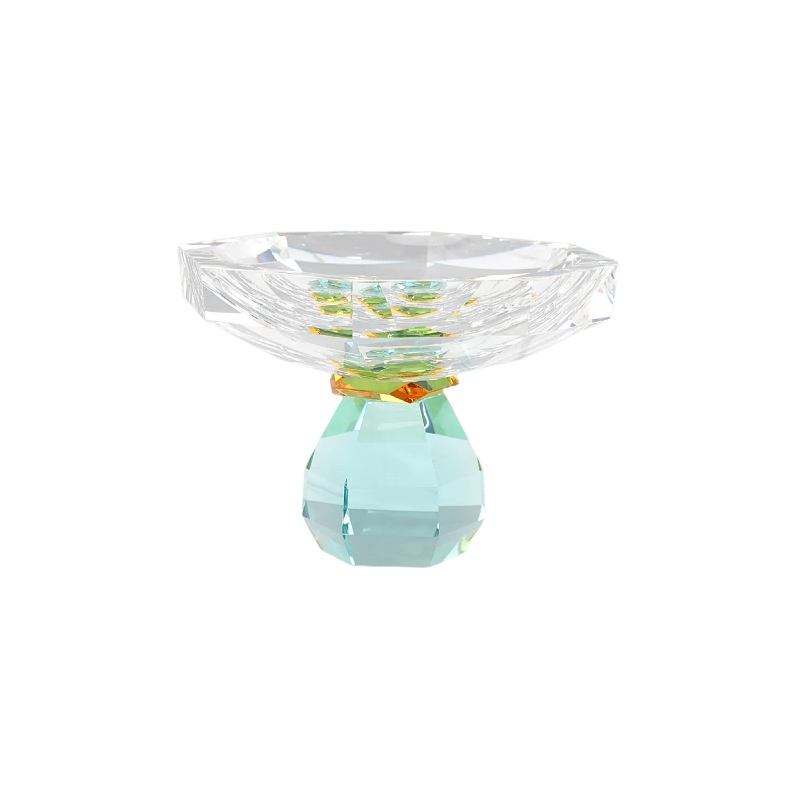 Modern Light-Luxury Multi-Colored Faceted Crystal Fruit Bowl Centerpiece